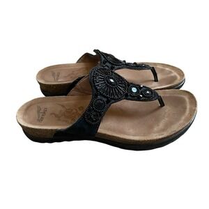 Dansko Pamela Thong Sandals US 9 EU 39 Black Embellished Comfort Slide Summer